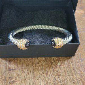Silver/Gold/Onyx Bangle/Bracelet